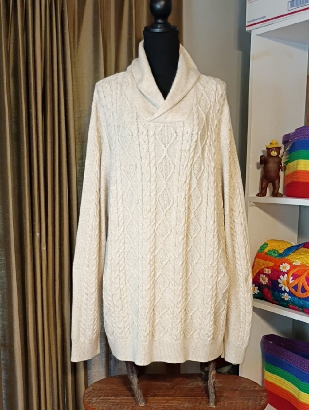 Goodthreads Cream Cable-Knit Turtleneck Sweater